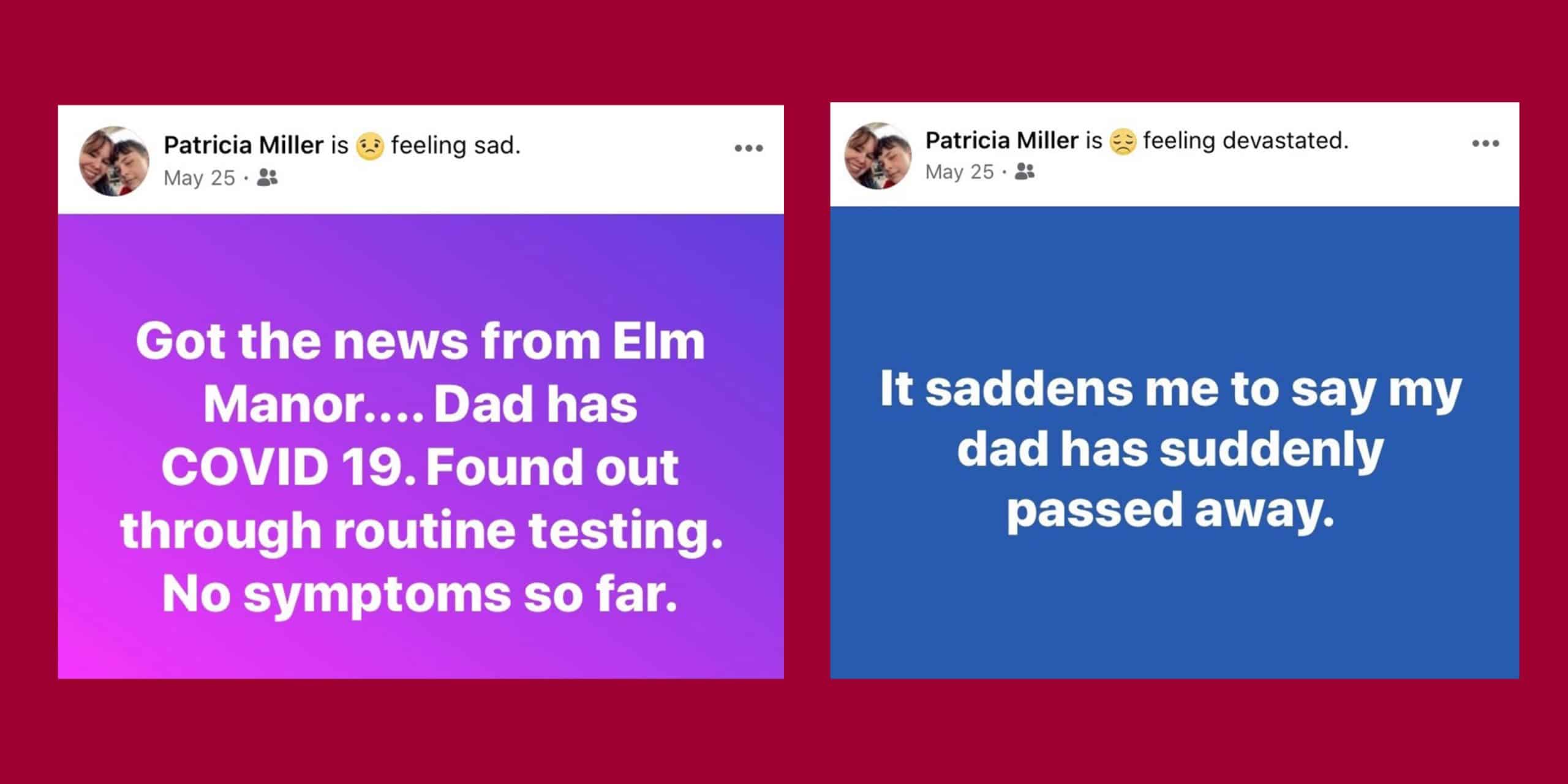 Daughter talks about losing her father to COVID-19 at Elm Manor, hours after being told he was ‘asymptomatic’ Daughter talks about losing her father to COVID-19 at Elm Manor, hours after being told he was ‘asymptomatic’