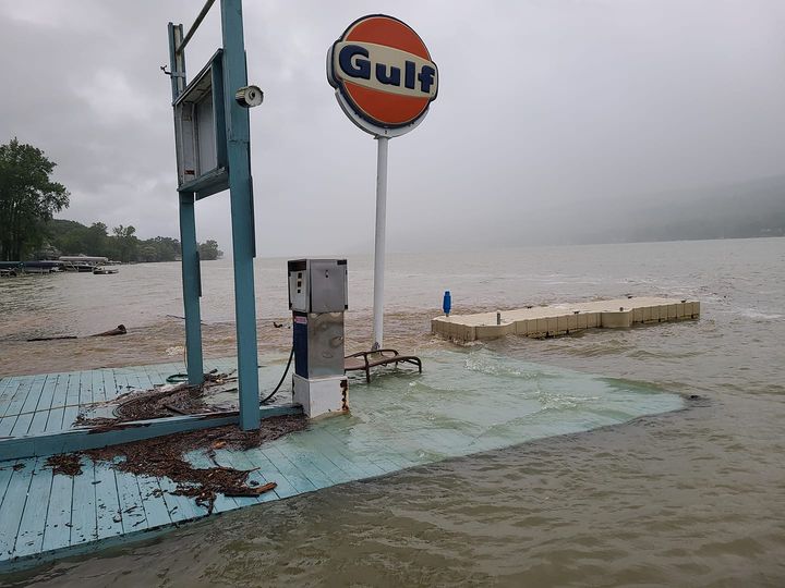 Lake levels surge by more than a foot in hours: Docks swamped in Finger Lakes as rain causes worst flooding in decades