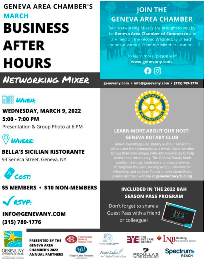 Geneva Rotary Club set to host Geneva Area Chamber’s March BAH mixer Geneva Rotary Club set to host Geneva Area Chamber’s March BAH mixer