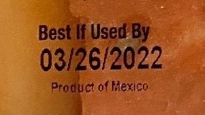 Recalled fruit best by date. Photo sourced from FDA
