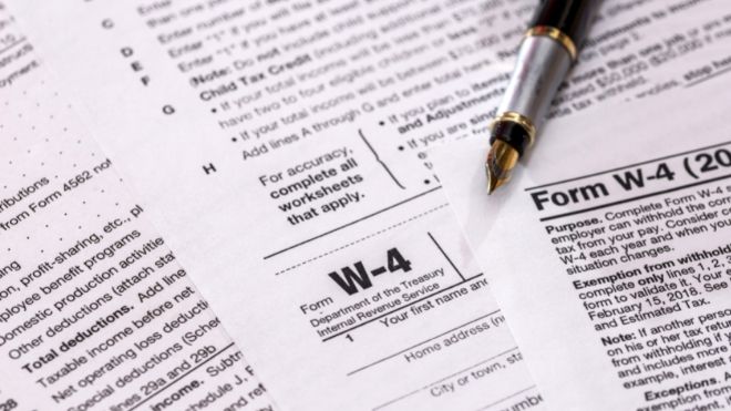 W-4 form used to withhold taxes from the IRS