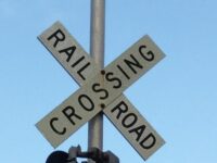 Railroad crossing arms stuck down, blocking traffic in Seneca Falls