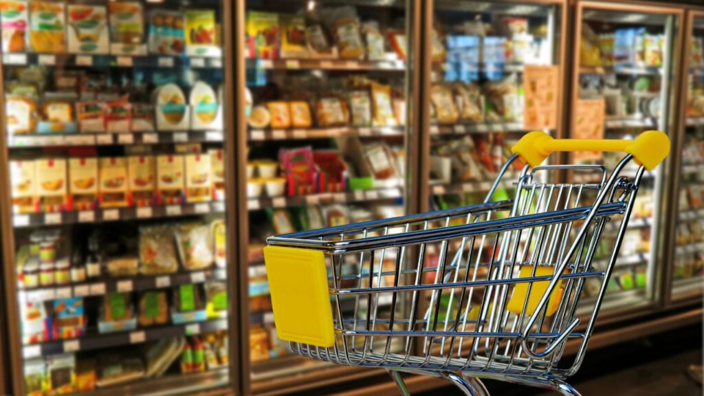 grocery shopping at the cheapest store for nececcities, at aldi