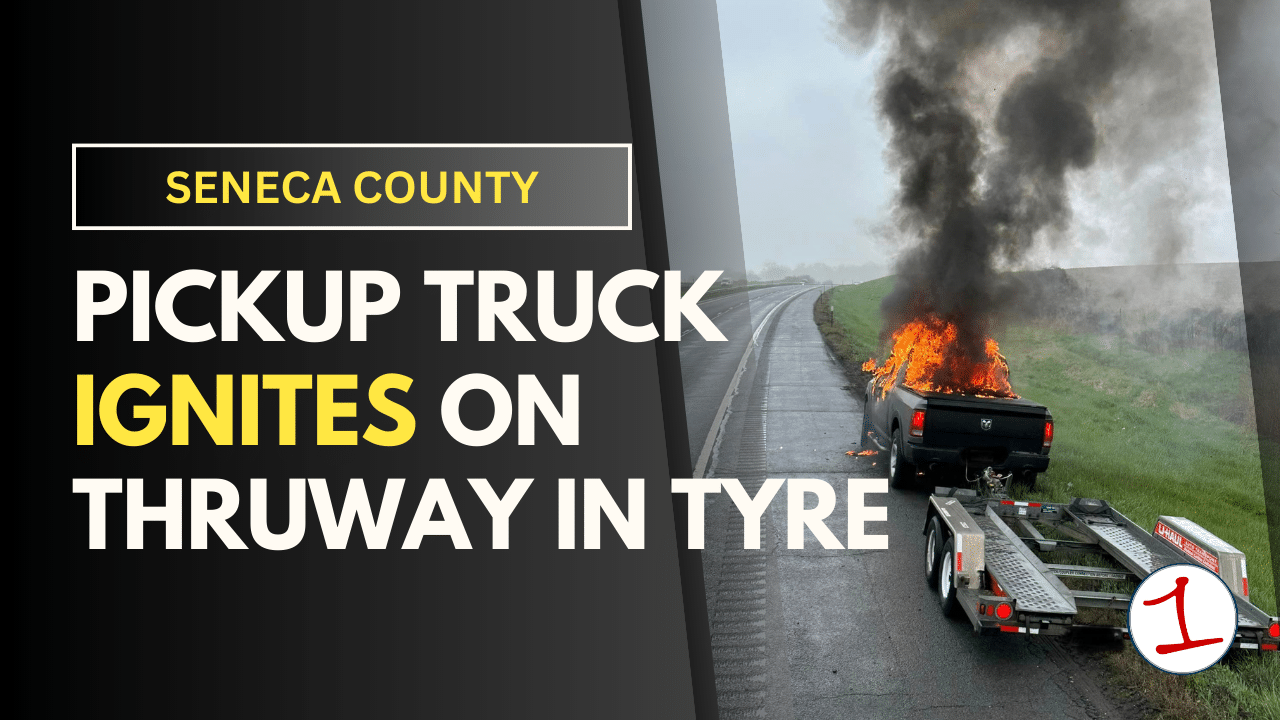 Pickup truck ignites along Thruway in Seneca County (photo) Pickup truck ignites along Thruway in Seneca County (photo)