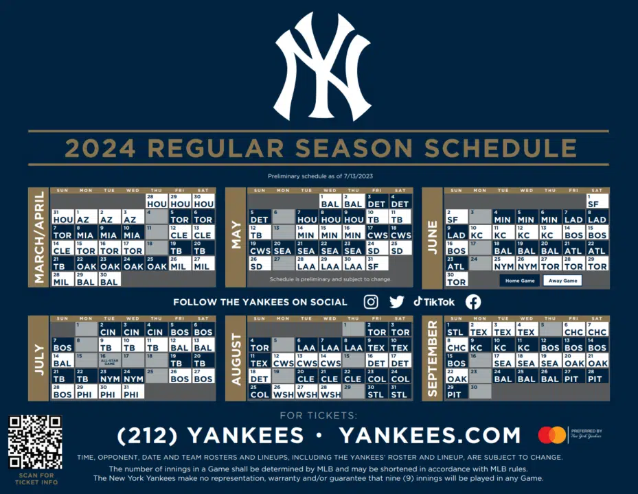 Yankees Tv Schedule 2025