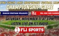 HIGH SCHOOL FOOTBALL ON FL1 RADIO: W-FL Independent Football League Championship live on Saturday afternoon (webcast)