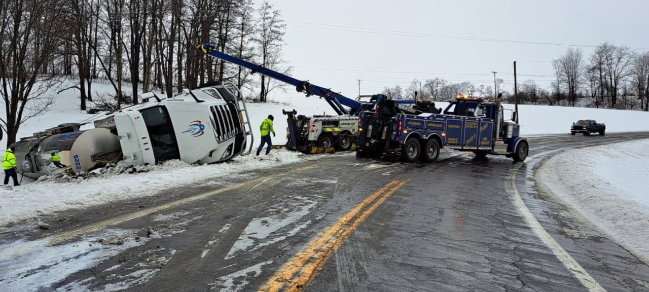 Truck rolls over in Cayuga County; no injuries reported