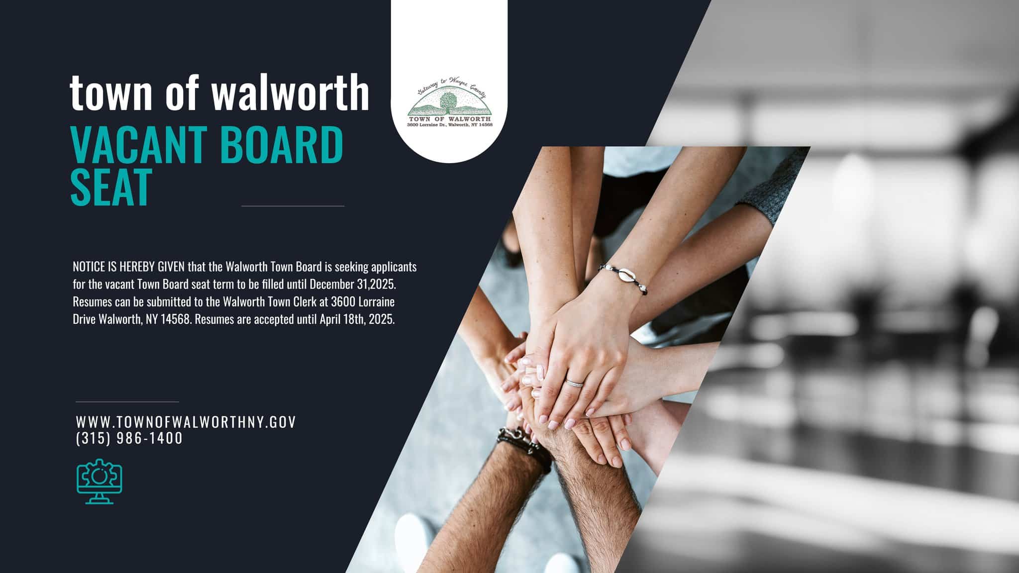 Walworth seeks applicants to fill vacant Town Board seat Walworth seeks applicants to fill vacant Town Board seat