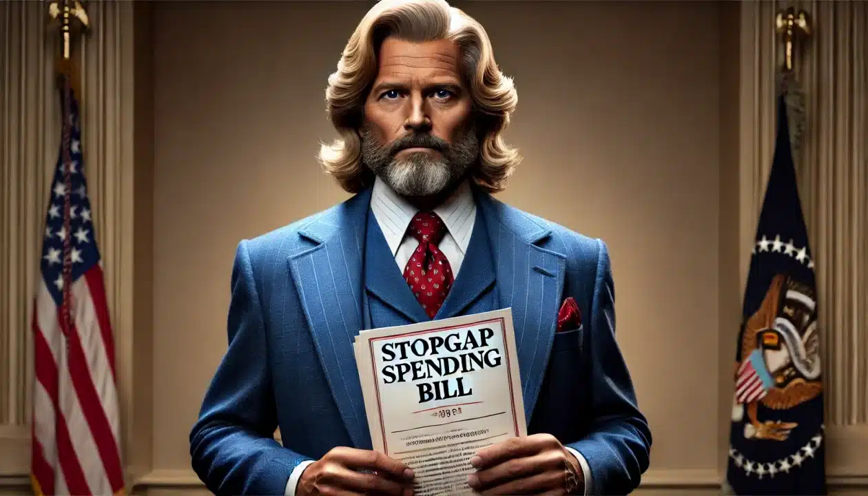 A politician holds the Stopgap Spending Bill