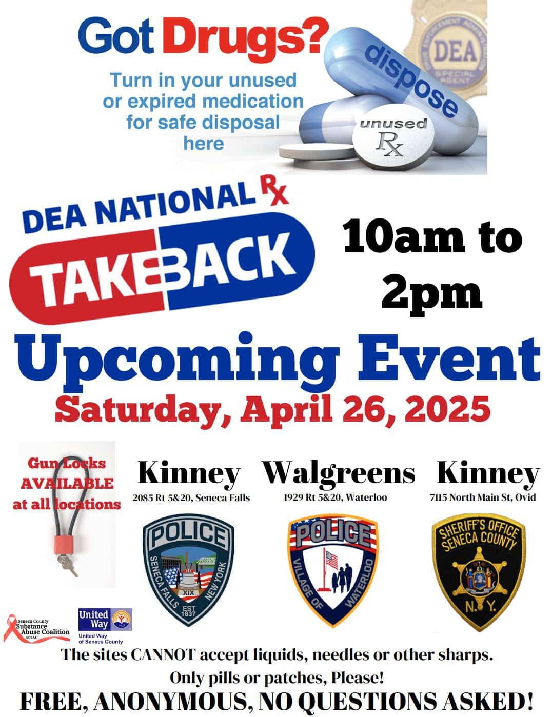 Seneca County to host drug take-back event for safe disposal of unused medications