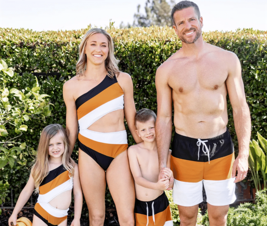 Family Beachwear Coordinated with Pastel Holiday Celebration Wear