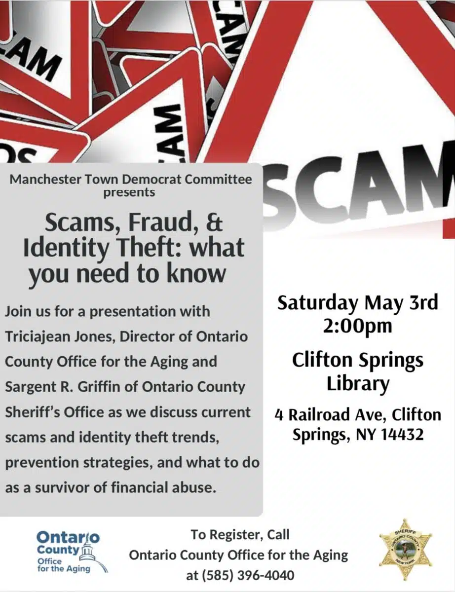 Clifton Springs event to address scams and identity theft Clifton Springs event to address scams and identity theft