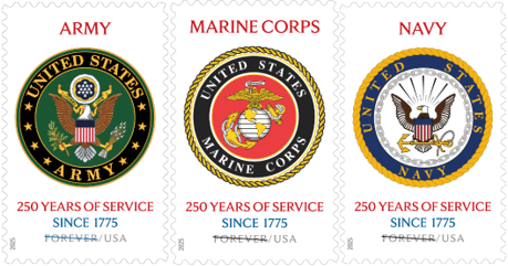 USPS to Honor Army, Navy, Marine Corps with 250th Anniversary Stamps USPS to Honor Army, Navy, Marine Corps with 250th Anniversary Stamps