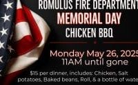 Romulus Fire Department to host Memorial Day chicken BBQ