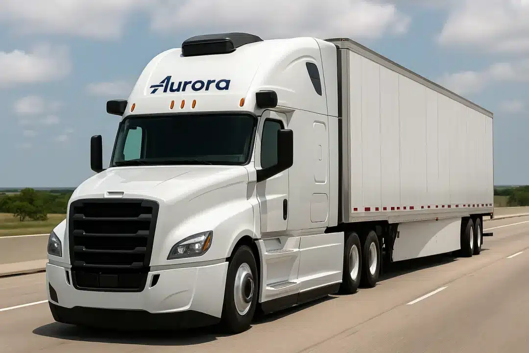 Aurora Innovations self-driving semi-truck on the road in Texas