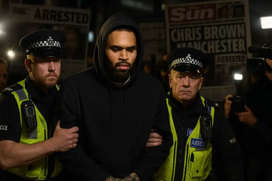 Chris Brown Arrested at Manchester Airport Thursday