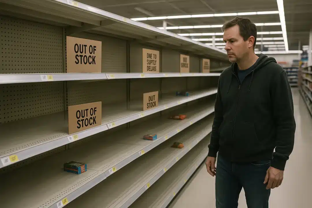 Empty Store Shelves as Tariffs Take Effect