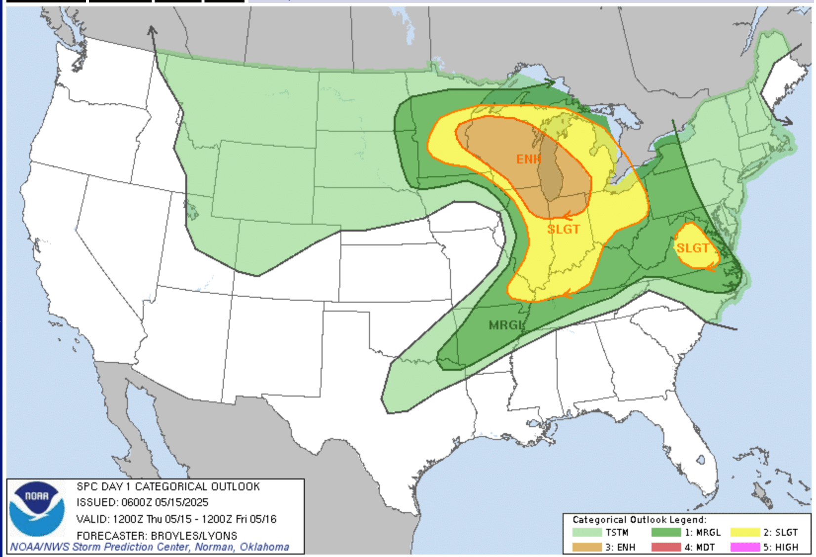 Severe weather outbreak forecast by Storm Prediction Center Severe weather outbreak forecast by Storm Prediction Center
