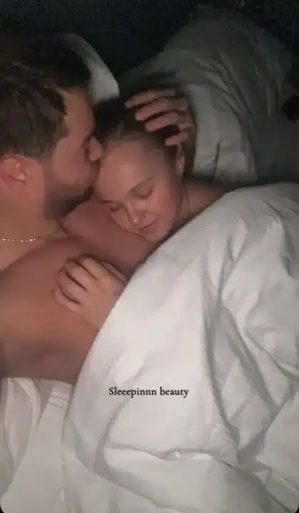 Social Media Post from Chris Hughes in bed with JoJo Siwa