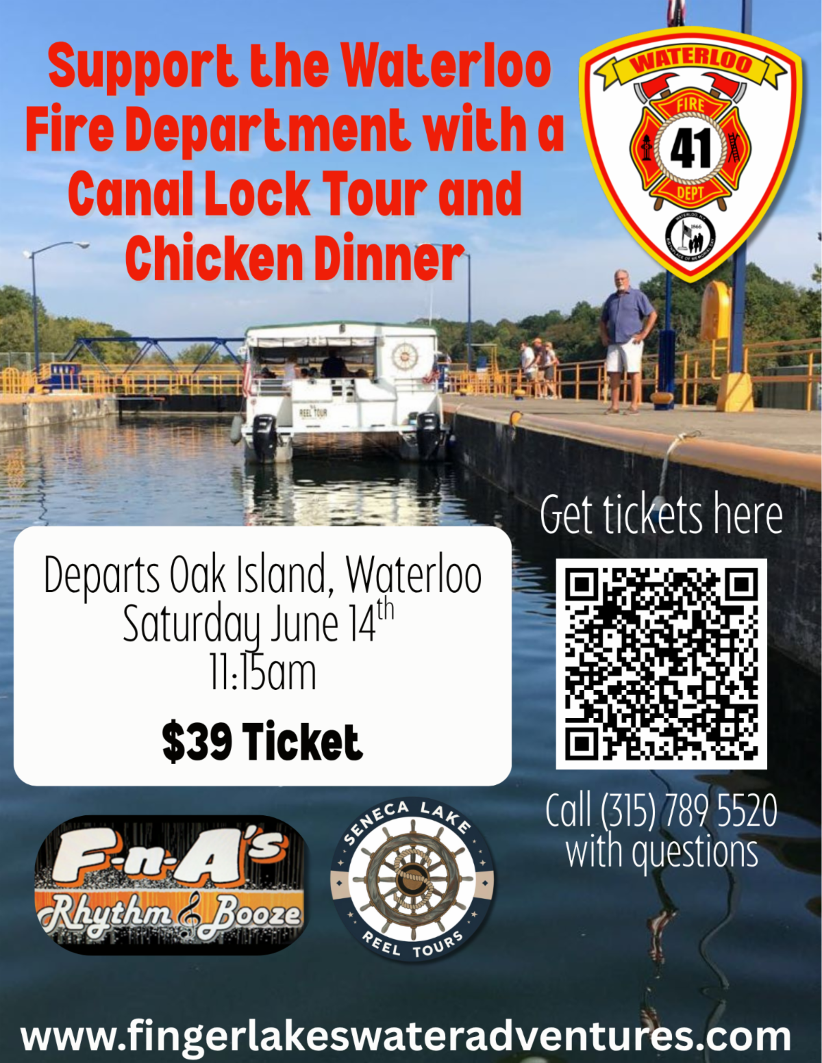 Canal lock tour and chicken dinner to benefit Waterloo Fire Department Canal lock tour and chicken dinner to benefit Waterloo Fire Department