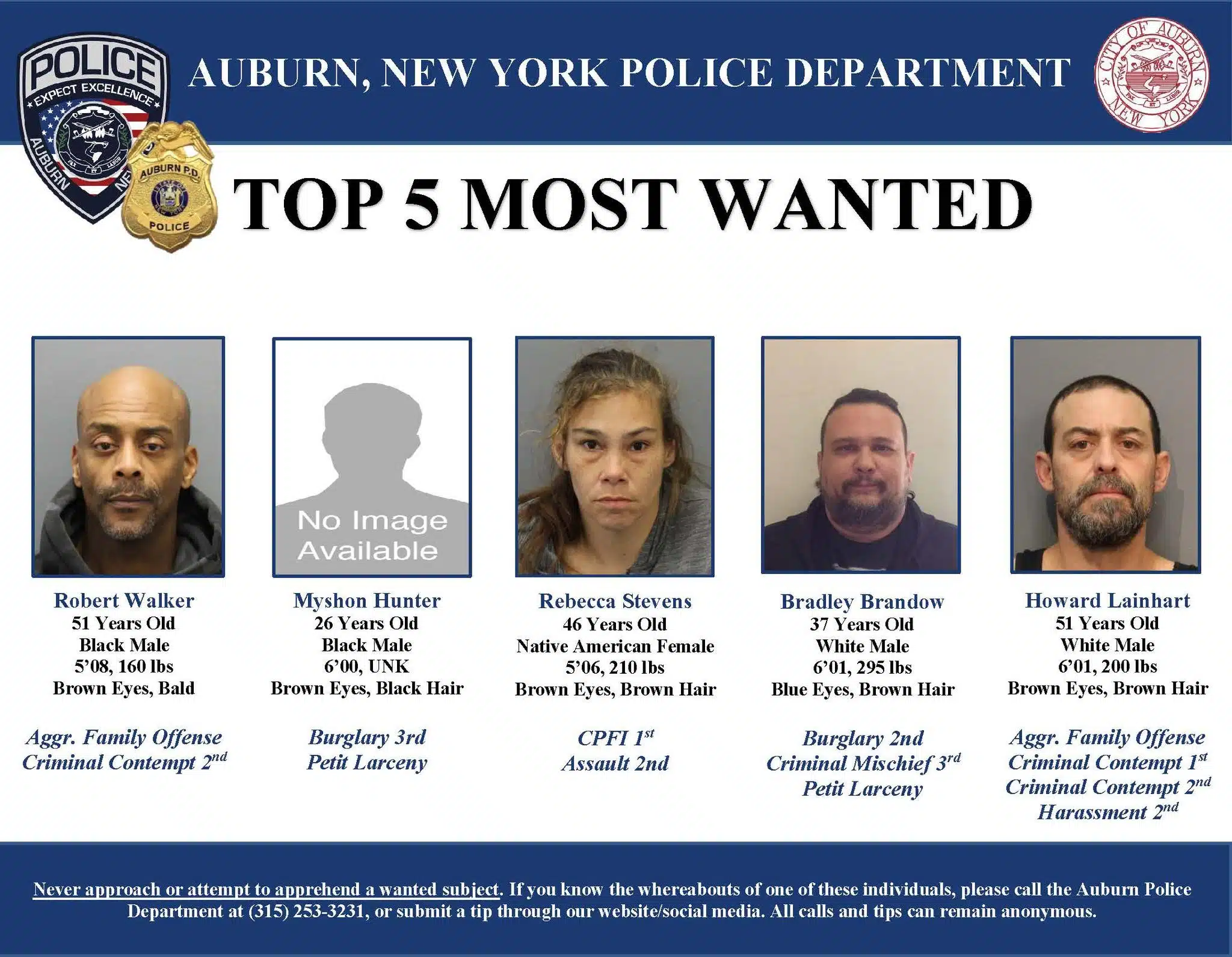 Auburn police update top 5 most wanted list Auburn police update top 5 most wanted list