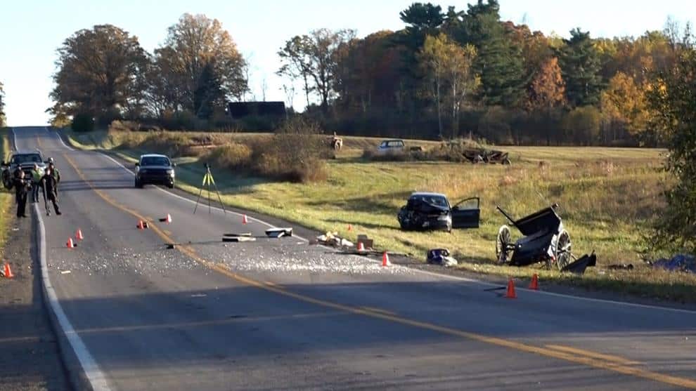 Three seriously hurt in crash between car and buggy Three seriously hurt in crash between car and buggy