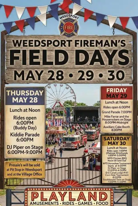 Weedsport Fireman’s Field Days returns with rides, parade, music and food