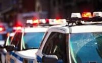 Generic police emergency lights at night