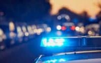 Generic police emergency lights at night