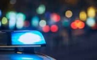 Generic police emergency lights at night