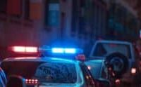 Generic police emergency lights at night