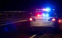 Generic police emergency lights at night