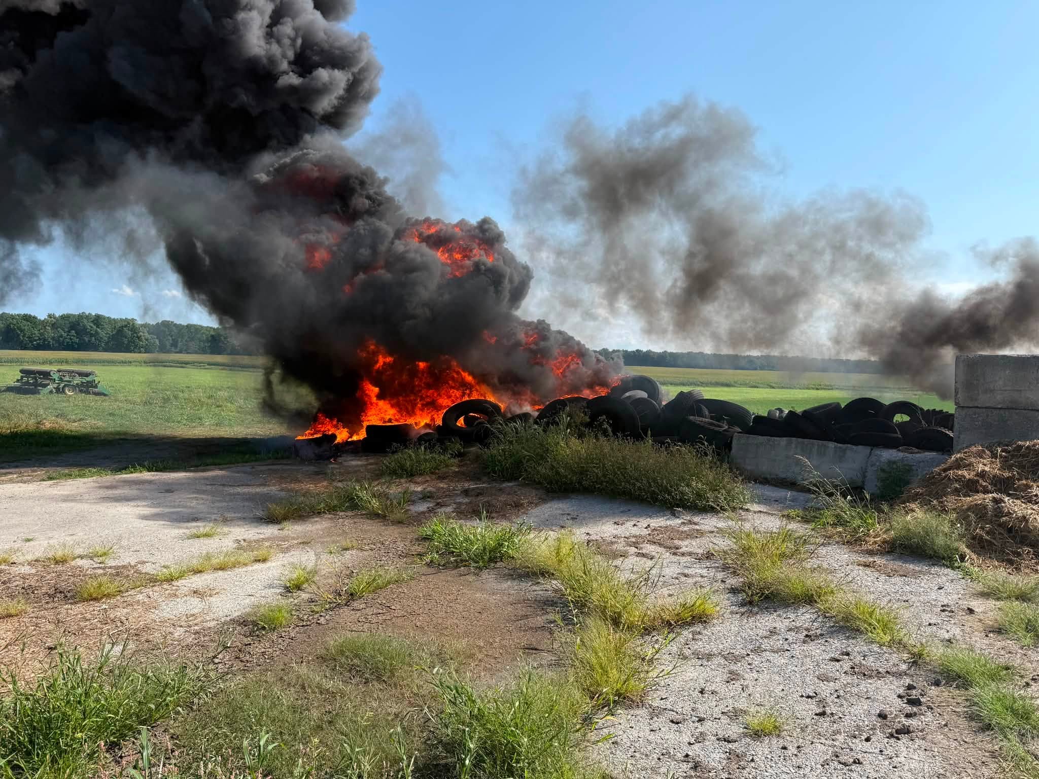 Large tire fire extinguished near barn in Fleming Large tire fire extinguished near barn in Fleming