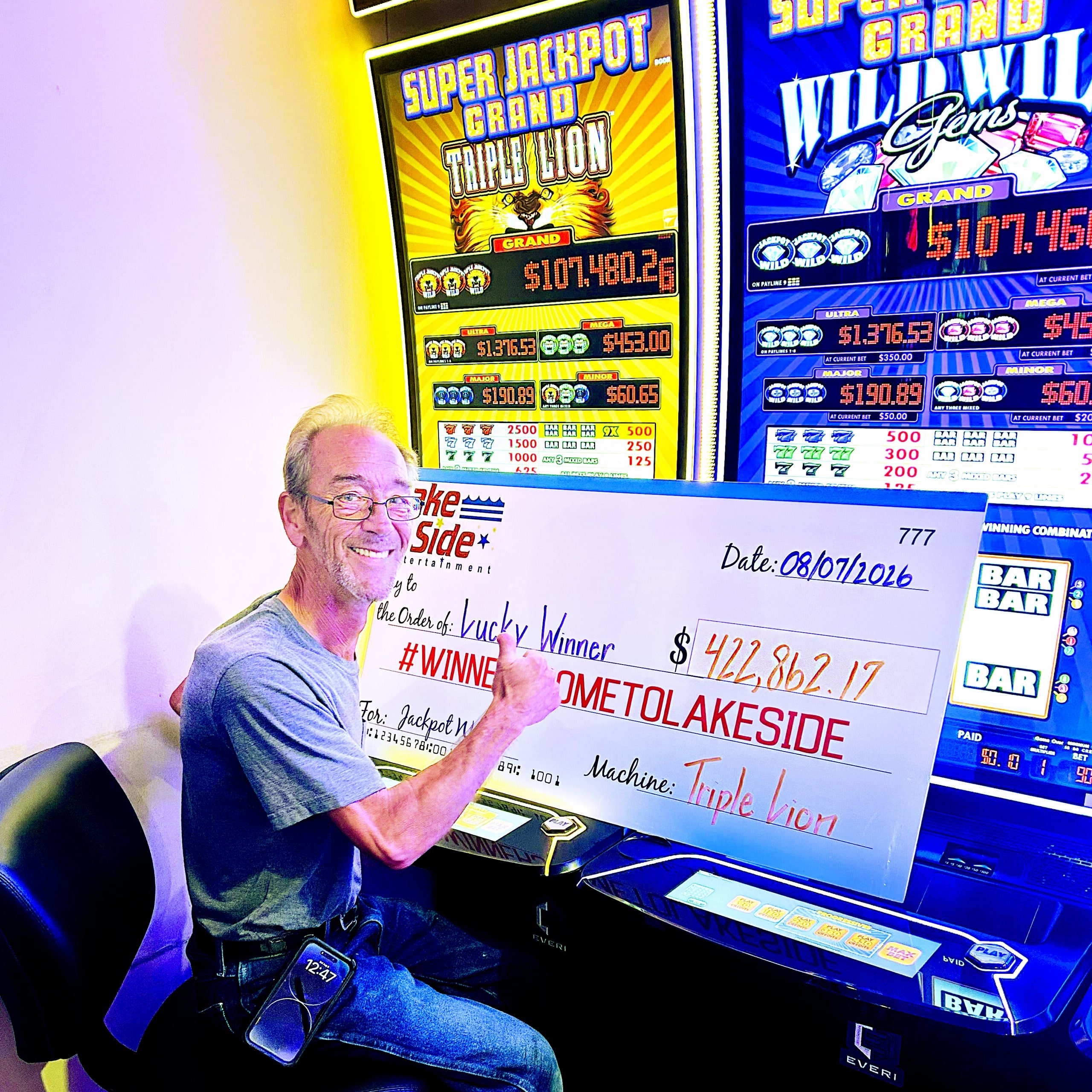 Auburn man wins record $422,862 jackpot at LakeSide in Union Springs
