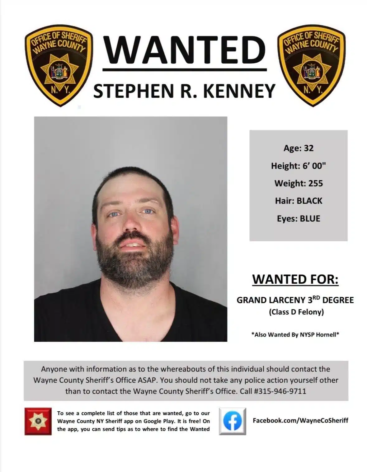Wayne County Sheriff’s Office seeks man wanted on felony grand larceny charge Wayne County Sheriff’s Office seeks man wanted on felony grand larceny charge