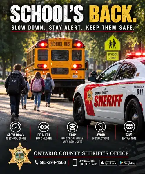 Ontario County sheriff urges caution as students return to school Ontario County sheriff urges caution as students return to school