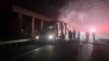 Tractor-trailer fire shuts I-86 westbound beneath Gibson Bridge
